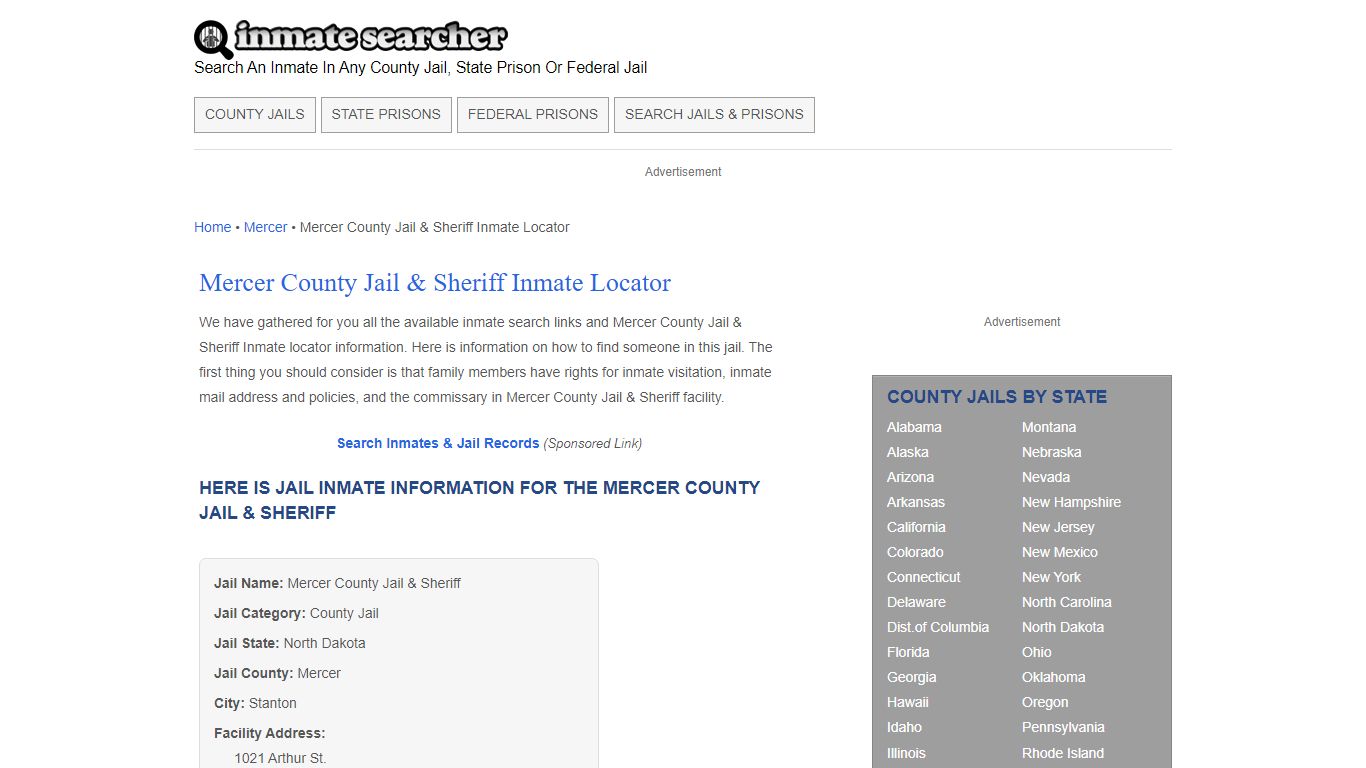 Mercer County Jail & Sheriff Inmate Locator - Inmate Searcher